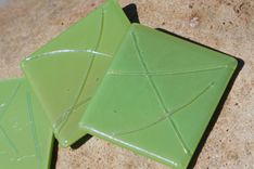 Lime Green Glass Coasters With Stringer Accents In Set Of 6 3 small