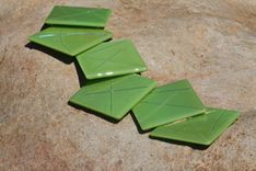 Lime Green Glass Coasters With Stringer Accents In Set Of 6 5 small