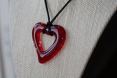 Fused Glass Heart Pendant 3 small