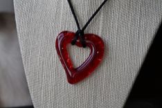 Fused Glass Heart Pendant 4 small