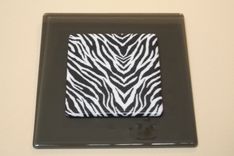 Fused Glass Wall Art- Square Zebra 5 small