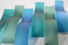 Fused Glass Wall Art/ Wave Sculpture- Sea Glass (Set Of 6) 2 small