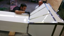 The "Covington" W/ Flue, Custom Range Hood, Blower Sold Separately // (Min. Shipping $450+) 2 small