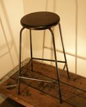 Iron Bar Stool With Reclaimed Look Wooden Seat // (Min. Shipping $450+) 1 small