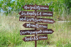 Rustic Wood Directional Sign, Mileage Destination Wooden Sign Post 1 small