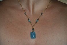 Aquamarine Solid Gold Necklace 2 small