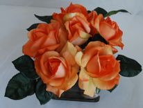 Orange Roses In Glass Vase 2 small