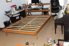 White Oak Parsons Style Queen Bed 1 small