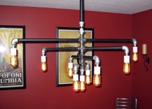 Industrial Iron Pipe 9-Bulb Chandelier 1 small