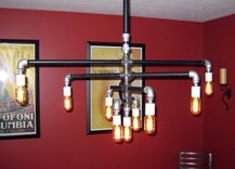 Industrial Iron Pipe 9-Bulb Chandelier 4 small