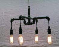 Industrial - Steampunk Black Malleable Iron 4-Bulb Chandelier 3 small