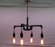 Industrial - Steampunk Black Malleable Iron 4-Bulb Chandelier 4 small