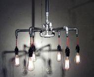 Industrial - Black Malleable Iron 6-Bulb Chandelier 6 small