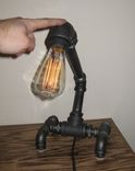 Industrial Black Metal Pipe Desk Lamp W/ Touch Dimmer, Edison Bulb Included 1 small