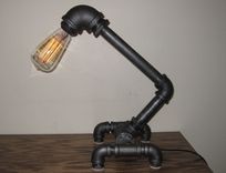 Industrial Black Metal Pipe Desk Lamp W/ Touch Dimmer, Edison Bulb Included 4 small
