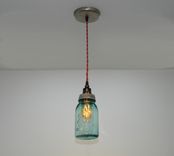 Antique Aqua Ball Mason Jar Hanging Pendant Light 1 small
