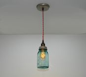 Antique Aqua Ball Mason Jar Hanging Pendant Light 3 small