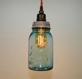 Antique Aqua Ball Mason Jar Hanging Pendant Light 4 small