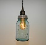 Antique Aqua Ball Mason Jar Hanging Pendant Light 6 small