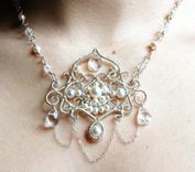 Custom Bridal Jewelry Taj Mahal Necklace Sterling Silver, Quartz, Pearls 2 small