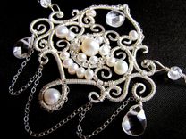 Custom Bridal Jewelry Taj Mahal Necklace Sterling Silver, Quartz, Pearls 5 small