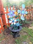 Upcycled Metal Art Flowers Antique Iron Urn 1920s 1 small