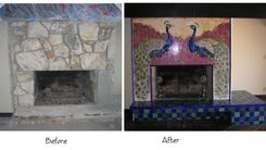 Ceramic Tile Peacock Fireplace 2 small