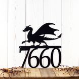 Metal House Numbers Sign with Fantasy Gothic Medieval Dragon 1 small