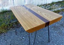 Catalpa And Walnut Live Edge Coffee Table- Small Coffee Table- Natural Wood- Gold- Brown- Chocolate 4 small