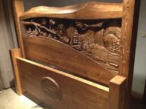 King Size Headboard & Footboard, Waterfall & Pine Forest Scene, Hand Carved By Jeremy & Scott 3 small