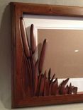 Fine Art Frame With Cat Tail / Pond Scene, Hand Carved By  Jeremy & Scott, Lazy River Studio 2 small