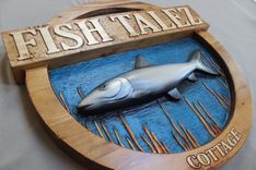 House Signs,Retreat Signs,Wooden Signs, Cottage Signs, Cabin Signs, Fish Signs, Fish Carving 3 small