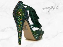 Fully Crystallized High Heels Bling Shoes Genuine European Crystals Bedazzled Pumps Sandals 3 small