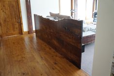 Claro Walnut Slab Headboard W/ Floating Bed Frame And Nightstands 3 small