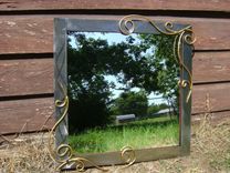 Wall Mirror With Hand-Forged Scrolls 24"X24" 1 small