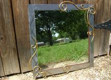 Wall Mirror With Hand-Forged Scrolls 24"X24" 2 small