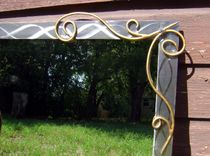 Wall Mirror With Hand-Forged Scrolls 24"X24" 4 small