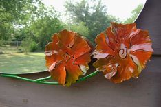 Metal Mirror With Handmade Flowers 18"X30" 5 small
