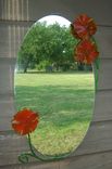Metal Mirror With Handmade Flowers 18"X30" 3 small