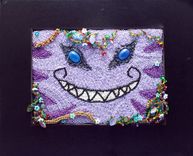 Bead Embroidered Cheshire Cat Painting 2 small