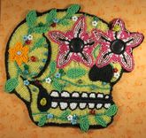 Bead Embroidered Sugar Skull Painting 2 small