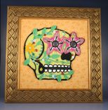 Bead Embroidered Sugar Skull Painting 1 small