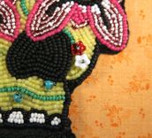 Bead Embroidered Sugar Skull Painting 3 small