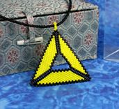 Triangle Beadwork Pendant With Black And Yellow Seed Beads 2 small