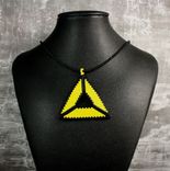 Triangle Beadwork Pendant With Black And Yellow Seed Beads 4 small