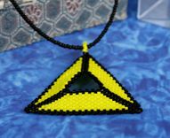 Triangle Beadwork Pendant With Black And Yellow Seed Beads 5 small