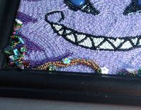 Bead Embroidered Cheshire Cat Painting 3 small