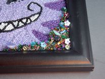Bead Embroidered Cheshire Cat Painting 4 small
