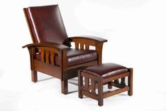 Arts-And-Crafts Bow Arm Morris Chair And Ottoman 2 small