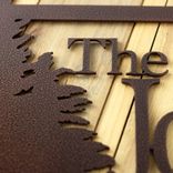 Personalized Rectangular Metal Family Name Plaque with Pine Trees 2 small